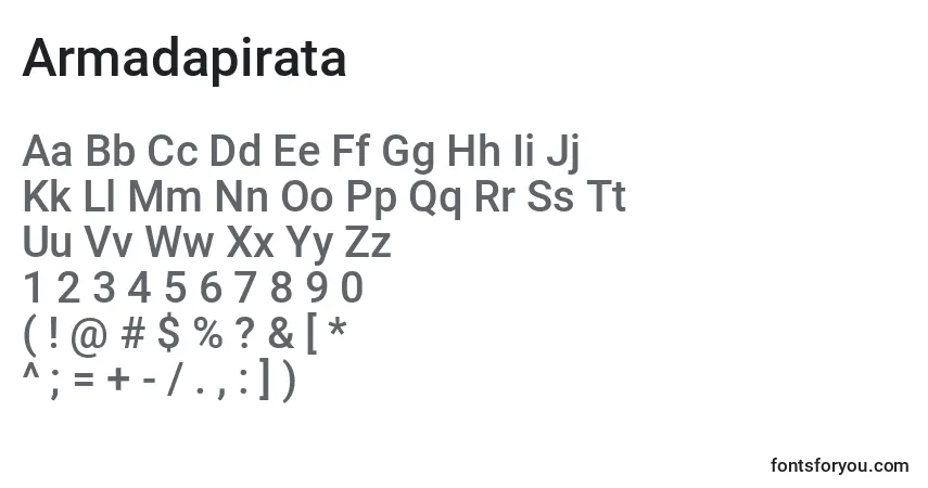 Czcionka Armadapirata – alfabet, cyfry, specjalne znaki