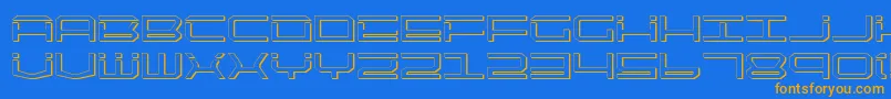 Qtech2s Font – Orange Fonts on Blue Background