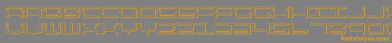 フォントQtech2s – オレンジの文字は灰色の背景にあります。