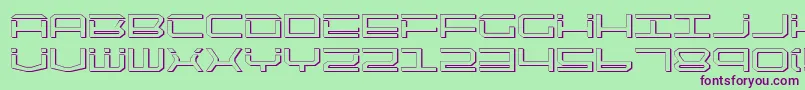 Qtech2s-Schriftart – Violette Schriften auf grünem Hintergrund