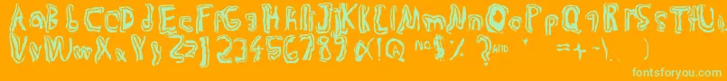 Trulogik Font – Green Fonts on Orange Background