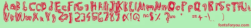 Trulogik-Schriftart – Rote Schriften auf grünem Hintergrund