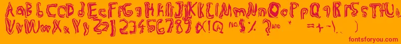 Trulogik-Schriftart – Rote Schriften auf orangefarbenem Hintergrund