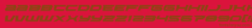 Lethalforceexpandital-Schriftart – Braune Schriften auf rotem Hintergrund