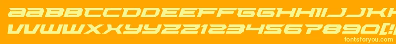 Lethalforceexpandital-Schriftart – Gelbe Schriften auf orangefarbenem Hintergrund