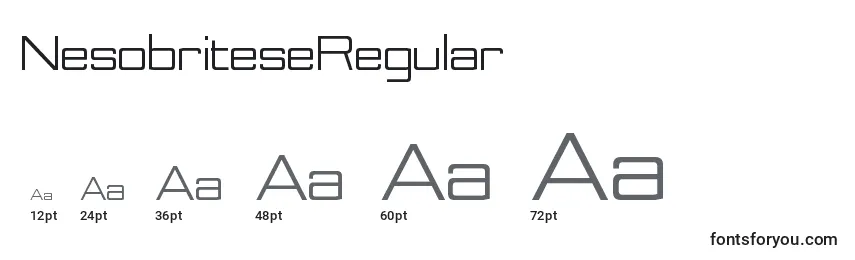 Размеры шрифта NesobriteseRegular