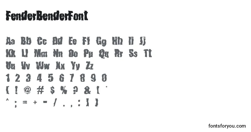 Schriftart FenderBenderFont – Alphabet, Zahlen, spezielle Symbole
