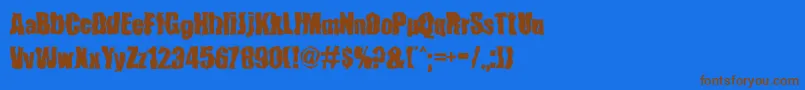 フォントFenderBenderFont – 茶色の文字が青い背景にあります。