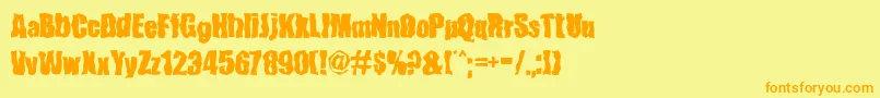 フォントFenderBenderFont – オレンジの文字が黄色の背景にあります。