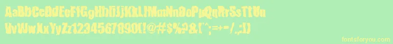 FenderBenderFont-fontti – keltaiset fontit vihreällä taustalla