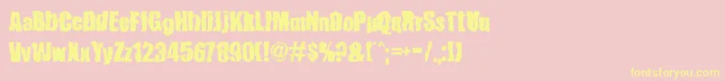 FenderBenderFont-fontti – keltaiset fontit vaaleanpunaisella taustalla