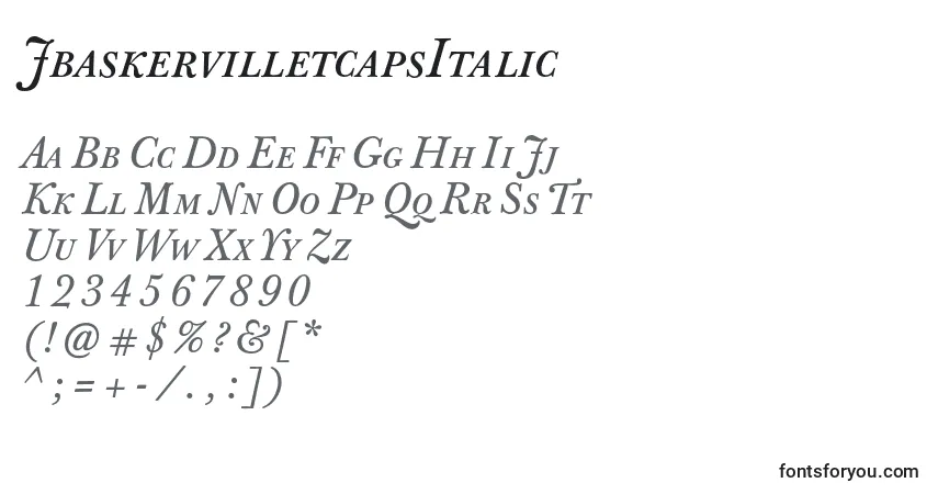 A fonte JbaskervilletcapsItalic – alfabeto, números, caracteres especiais