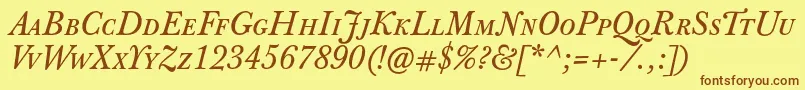 JbaskervilletcapsItalic Font – Brown Fonts on Yellow Background