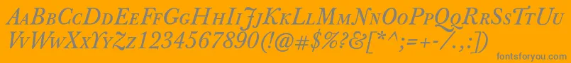 JbaskervilletcapsItalic-Schriftart – Graue Schriften auf orangefarbenem Hintergrund