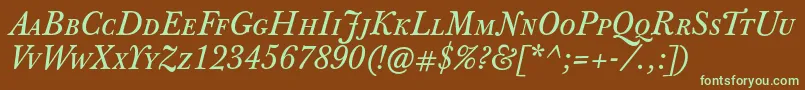 JbaskervilletcapsItalic Font – Green Fonts on Brown Background