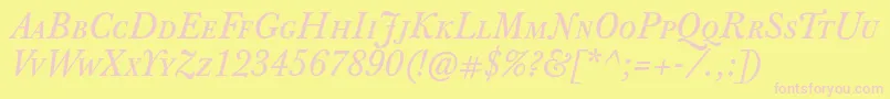 JbaskervilletcapsItalic Font – Pink Fonts on Yellow Background