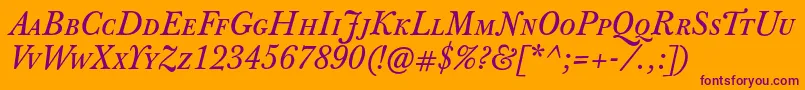 JbaskervilletcapsItalic Font – Purple Fonts on Orange Background