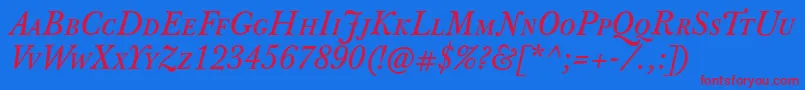 JbaskervilletcapsItalic Font – Red Fonts on Blue Background