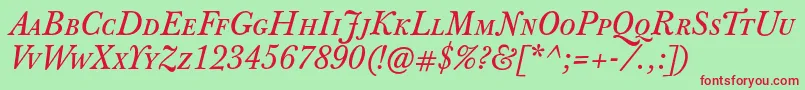 JbaskervilletcapsItalic Font – Red Fonts on Green Background