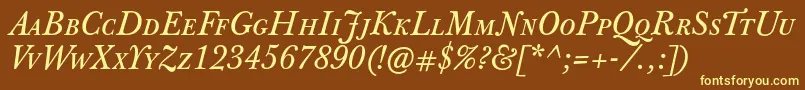 JbaskervilletcapsItalic Font – Yellow Fonts on Brown Background