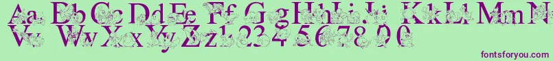 Lms Pokemon Master Solid-Schriftart – Violette Schriften auf grünem Hintergrund