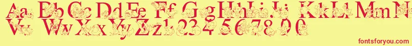 Lms Pokemon Master Solid Font – Red Fonts on Yellow Background