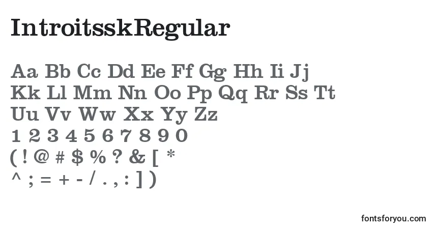 Czcionka IntroitsskRegular – alfabet, cyfry, specjalne znaki
