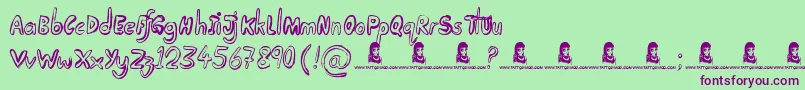 TakingNotice Font – Purple Fonts on Green Background