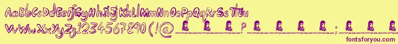 TakingNotice Font – Purple Fonts on Yellow Background