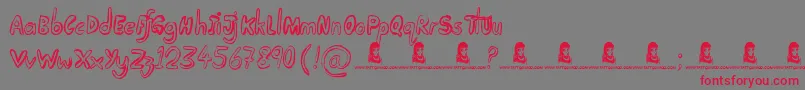 フォントTakingNotice – 赤い文字の灰色の背景
