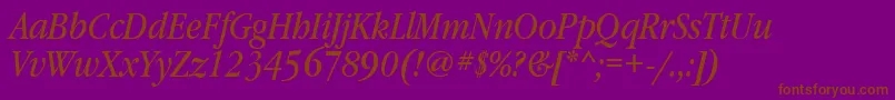 GaramondbooknarrowbttItalic Font – Brown Fonts on Purple Background