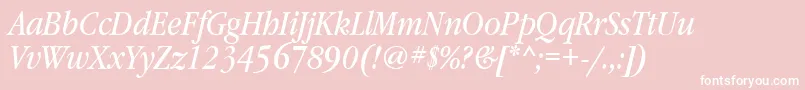 Шрифт GaramondbooknarrowbttItalic – белые шрифты на розовом фоне