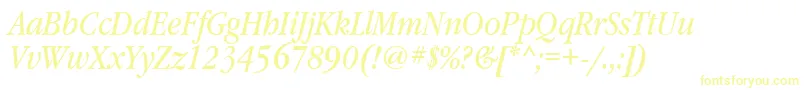 GaramondbooknarrowbttItalic-fontti – keltaiset fontit valkoisella taustalla