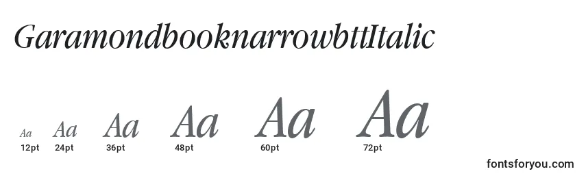 Größen der Schriftart GaramondbooknarrowbttItalic