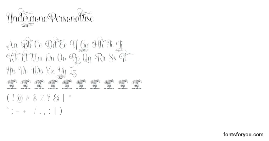 A fonte UndergonePersonaluse – alfabeto, números, caracteres especiais