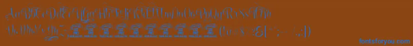 フォントUndergonePersonaluse – 茶色の背景に青い文字