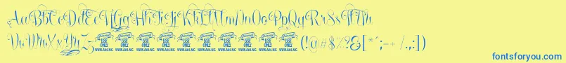 UndergonePersonaluse Font – Blue Fonts on Yellow Background