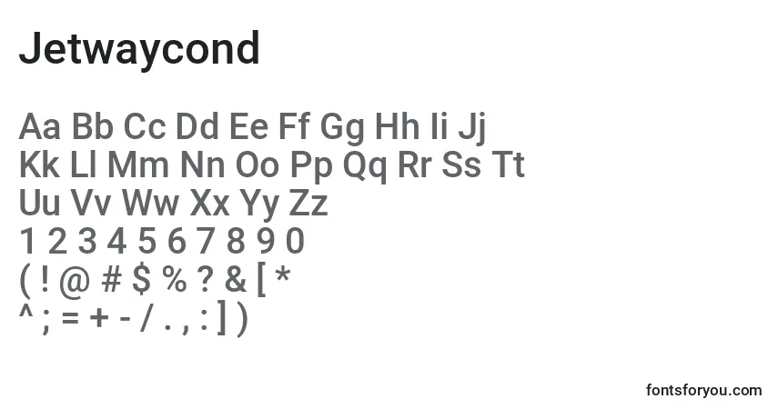 Шрифт Jetwaycond – алфавит, цифры, специальные символы