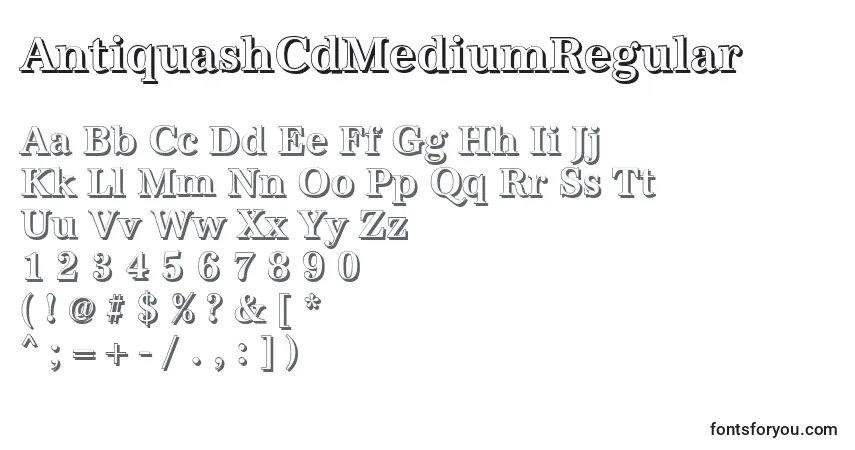 Schriftart AntiquashCdMediumRegular – Alphabet, Zahlen, spezielle Symbole