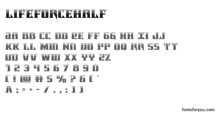 Lifeforcehalfフォント–アルファベット、数字、特殊文字