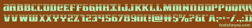 フォントLifeforcehalf – 緑色の文字が茶色の背景にあります。