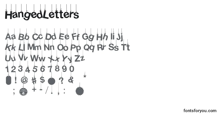 Czcionka HangedLetters – alfabet, cyfry, specjalne znaki