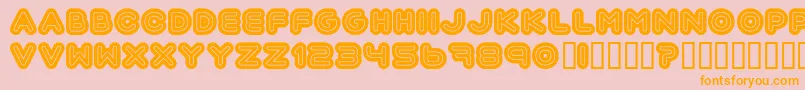 フォントAutomania – オレンジの文字がピンクの背景にあります。