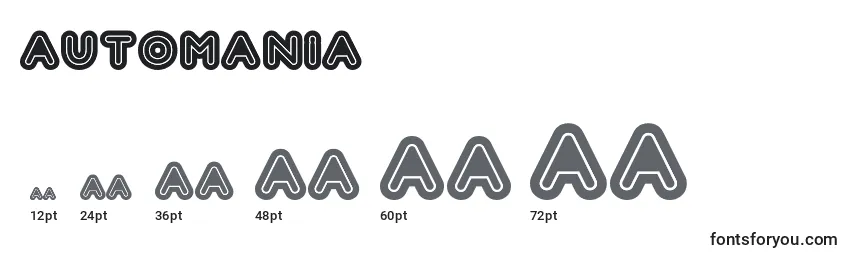 Размеры шрифта Automania
