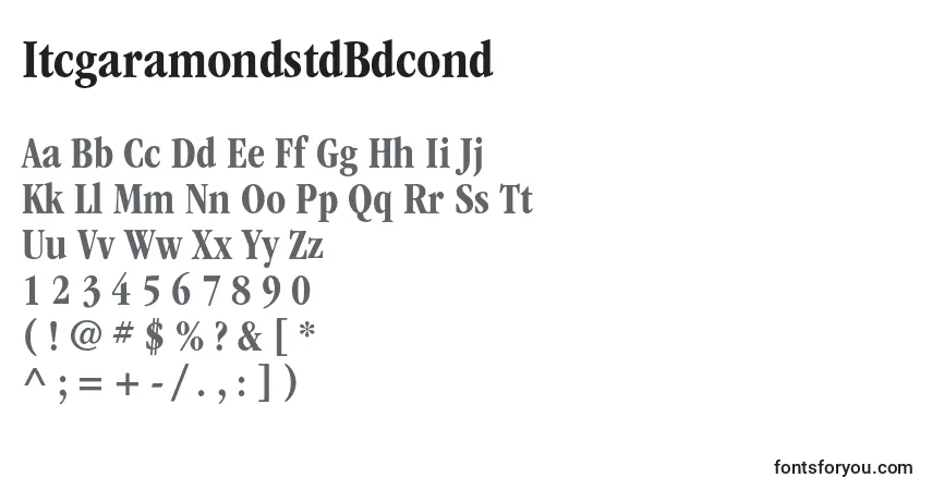 A fonte ItcgaramondstdBdcond – alfabeto, números, caracteres especiais