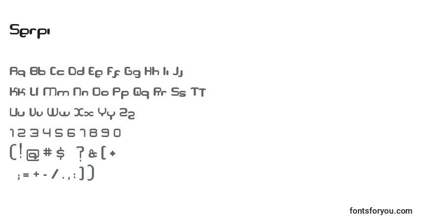A fonte Serpi – alfabeto, números, caracteres especiais