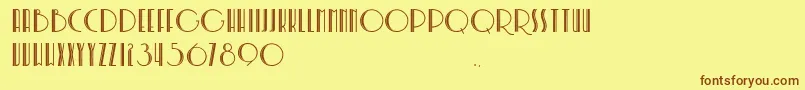 フォントSoerjapoeteraDoea – 茶色の文字が黄色の背景にあります。