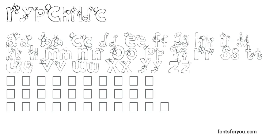 A fonte RypChildc – alfabeto, números, caracteres especiais