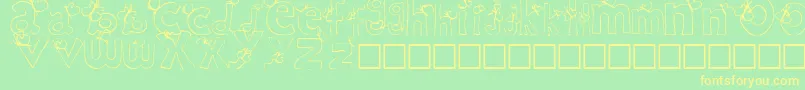 RypChildc Font – Yellow Fonts on Green Background