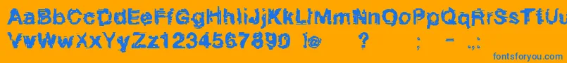 Linotyperedbabe-Schriftart – Blaue Schriften auf orangefarbenem Hintergrund